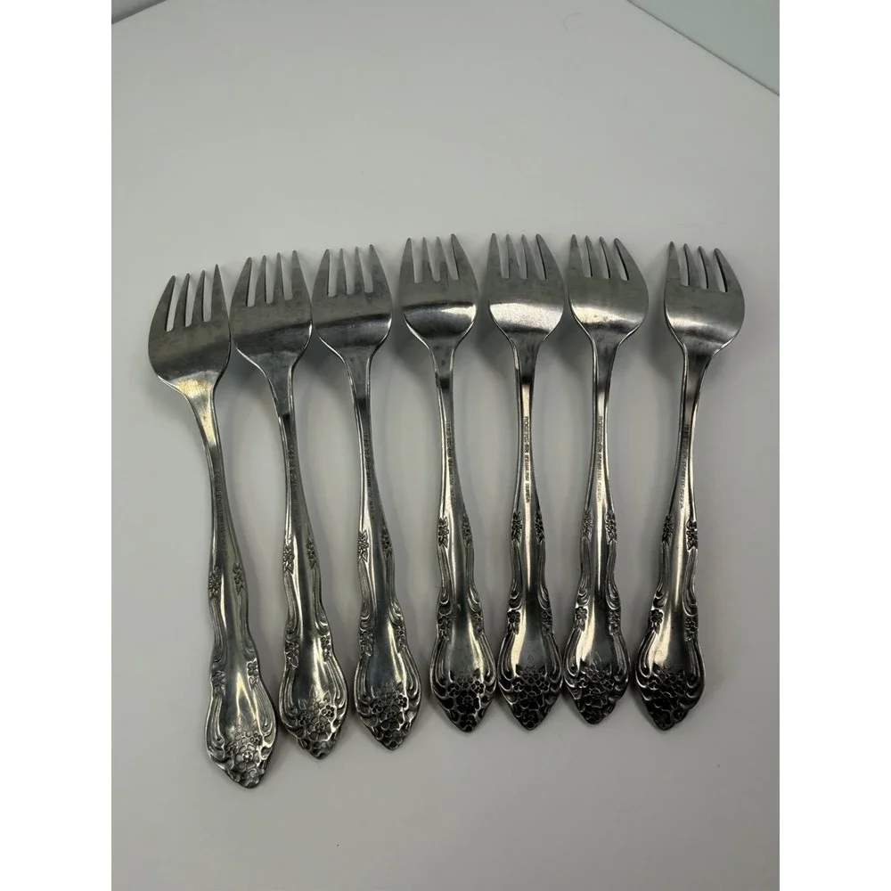 DREAM ROSE Stainless Rogers Korea By Stanley Roberts Set Of 7 Dinner Forks